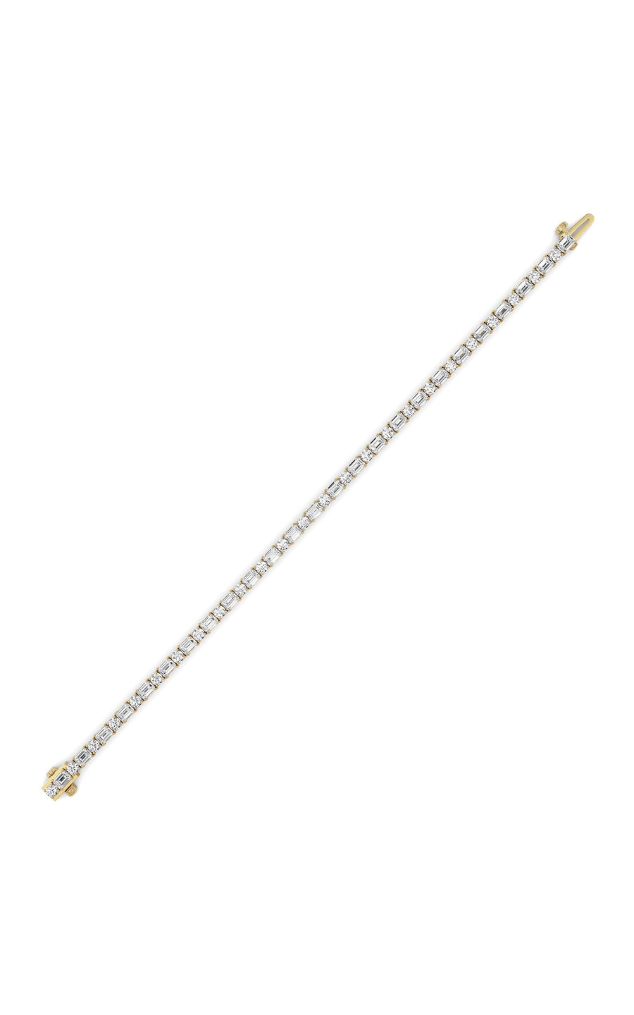7Cttw Emerald And Round Lab Grown Diamond (F/VS )Bracelet in 14K Gold