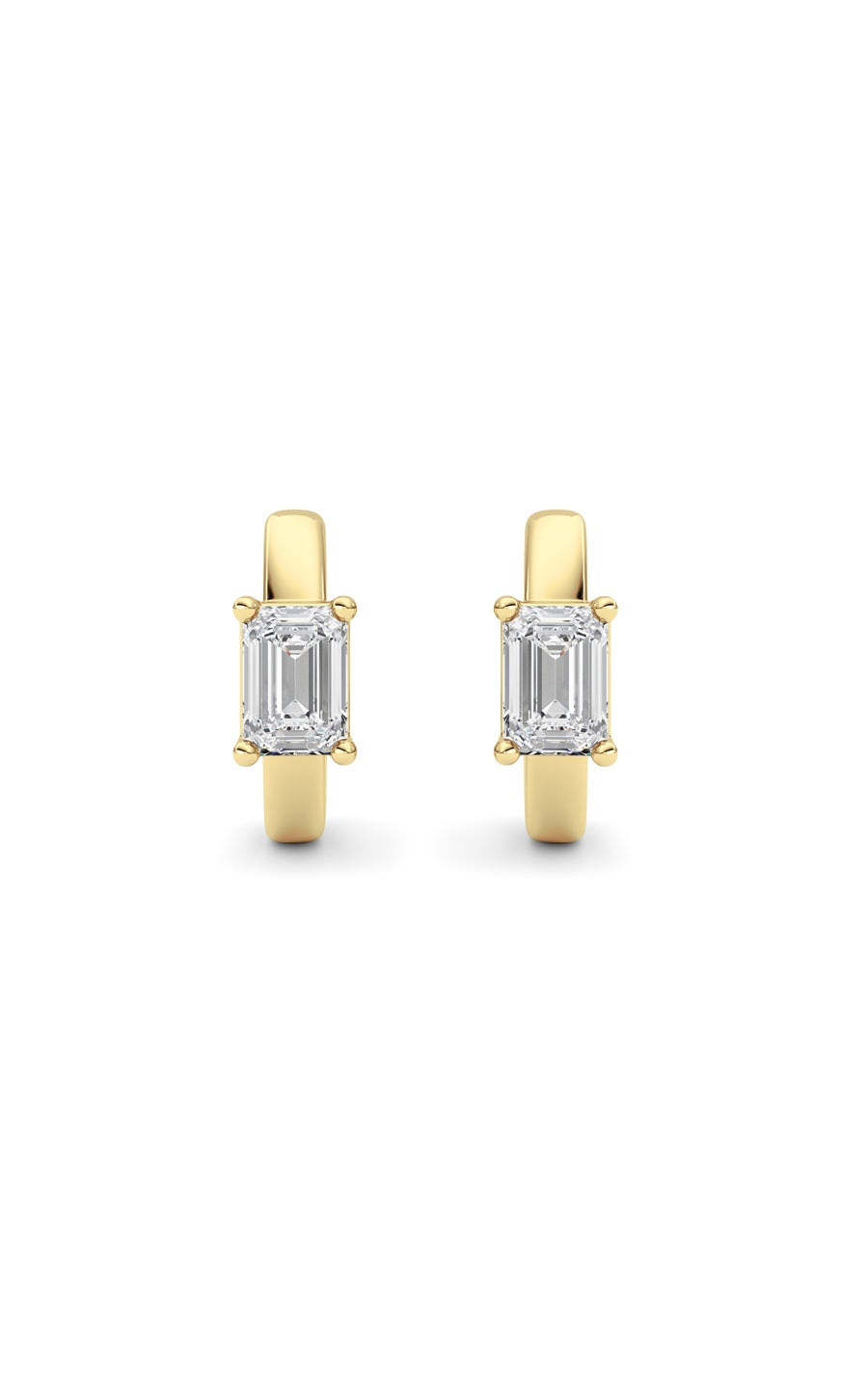 1Cttw Emerald Shaped Lab Grown Diamond (F/VS ) Huggie Earrings in 14K Gold