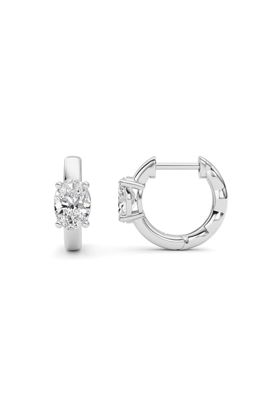 1Cttw Oval Shaped Lab Grown Diamond (F/VS ) Huggie Earrings in 14K Gold