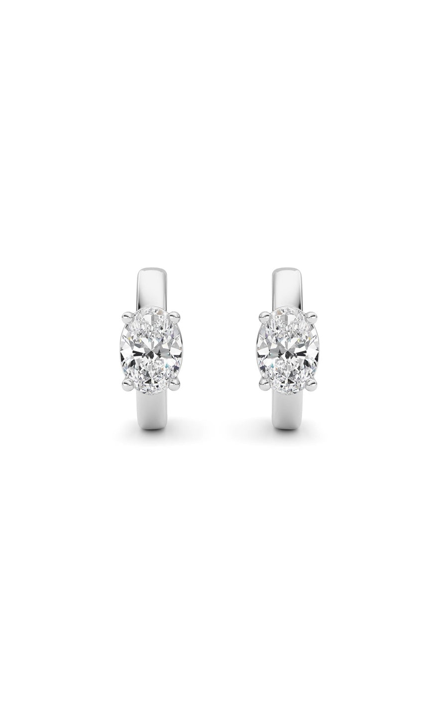 1Cttw Oval Shaped Lab Grown Diamond (F/VS ) HuggieEarrings in 14K Gold