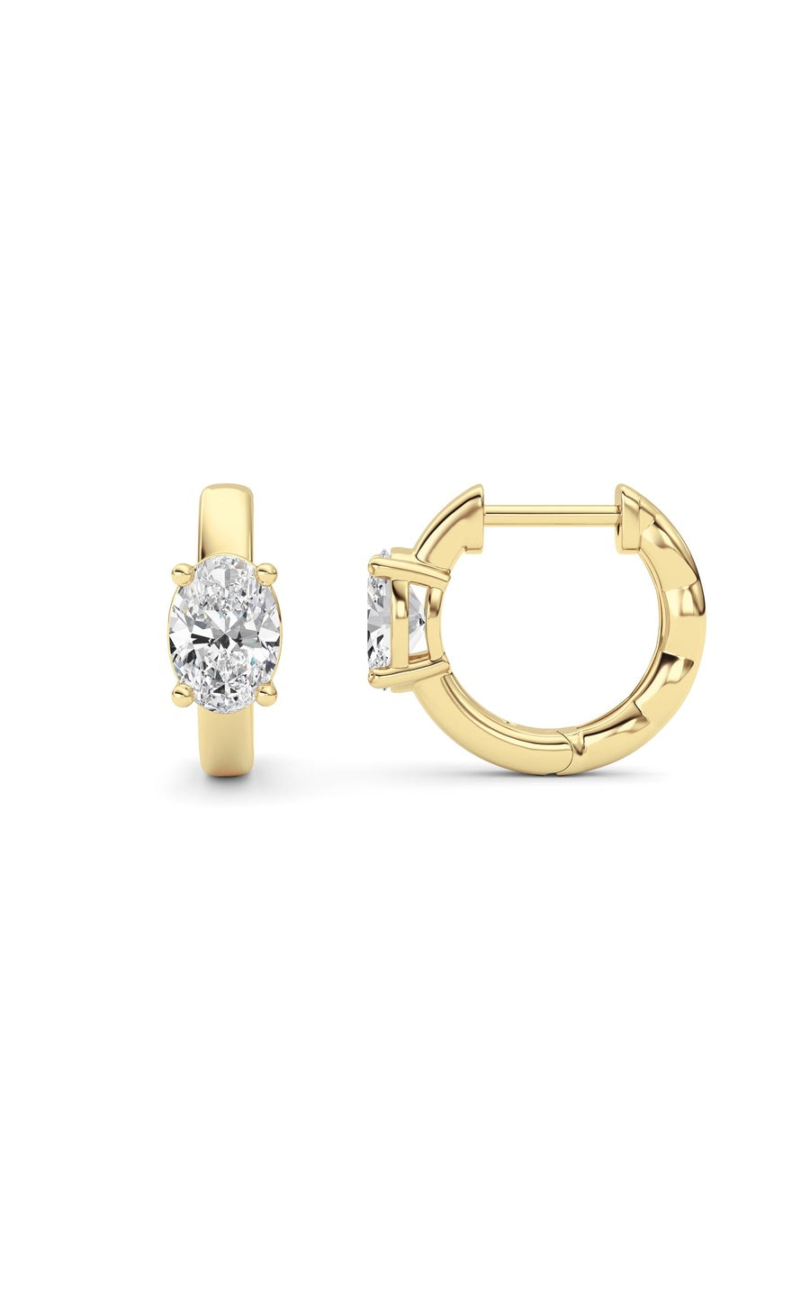 1Cttw Oval Shaped Lab Grown Diamond (F/VS ) HuggieEarrings in 14K Gold