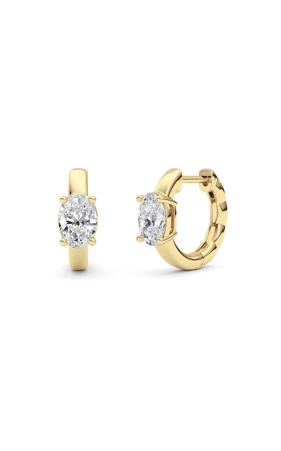 1Cttw Oval Shaped Lab Grown Diamond (F/VS ) HuggieEarrings in 14K Gold