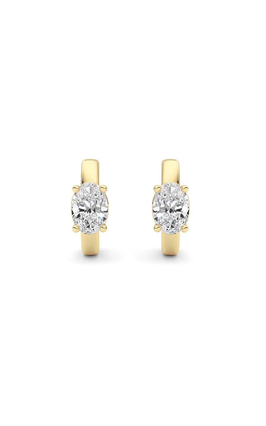 1Cttw Oval Shaped Lab Grown Diamond (F/VS ) HuggieEarrings in 14K Gold