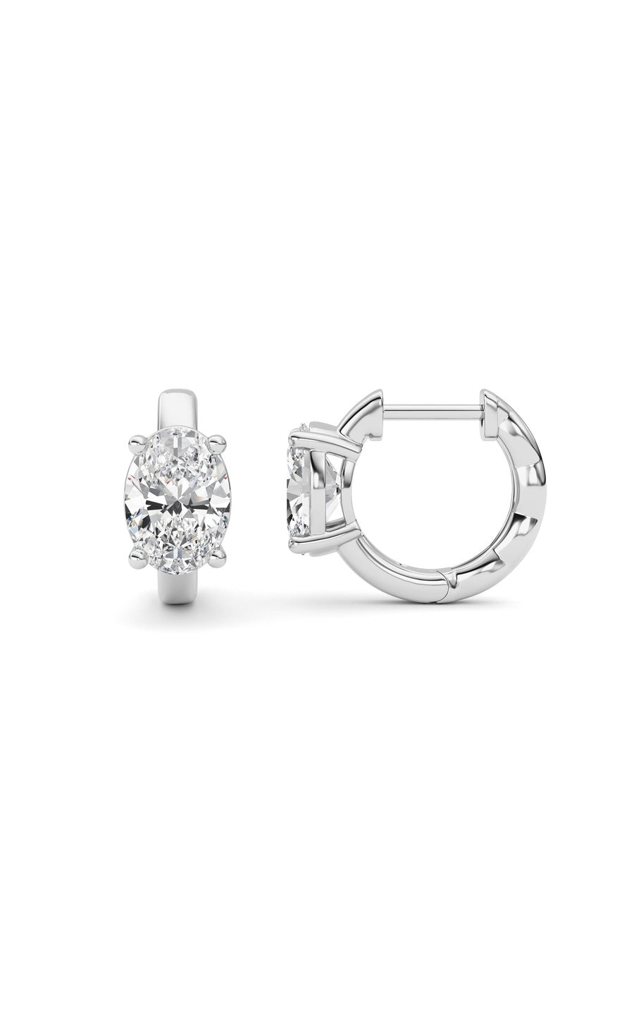 2Cttw Oval Shaped Lab Grown Diamond (F/VS ) HuggieEarrings in 14K Gold