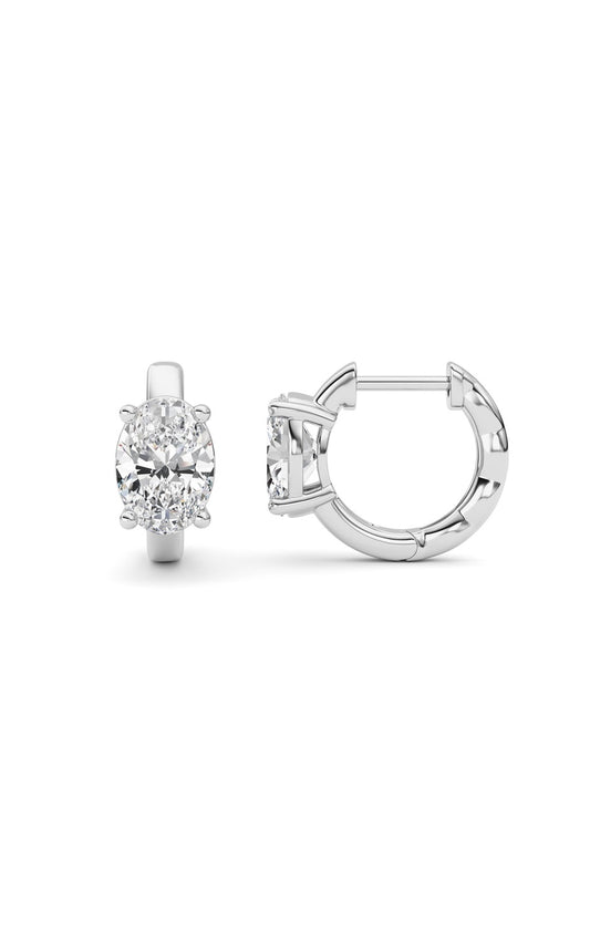 2Cttw Oval Shaped Lab Grown Diamond (F/VS ) Huggie Earrings in 14K Gold