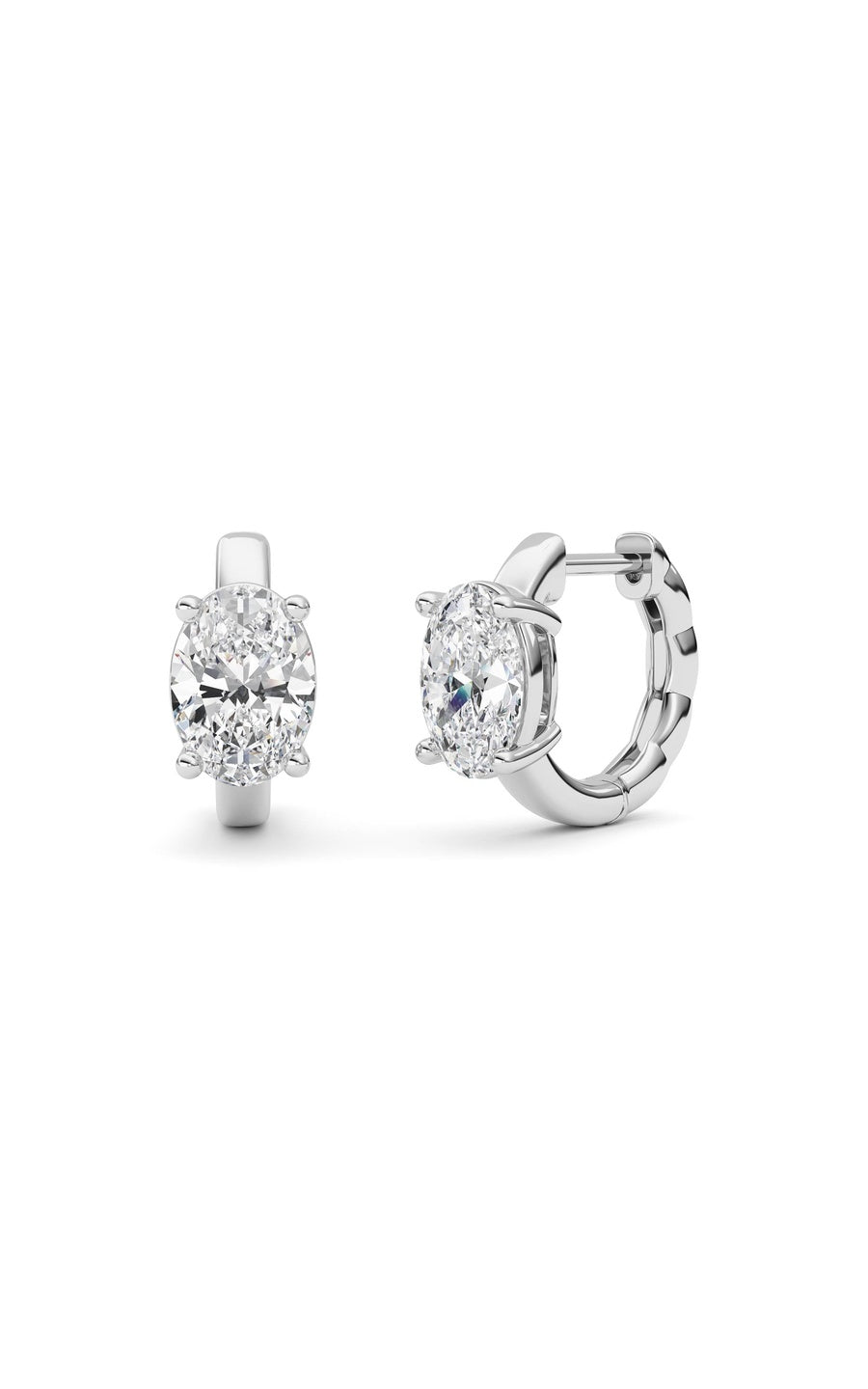 2Cttw Oval Shaped Lab Grown Diamond (F/VS ) HuggieEarrings in 14K Gold