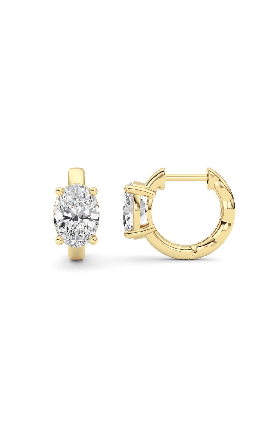 2Cttw Oval Shaped Lab Grown Diamond (F/VS ) HuggieEarrings in 14K Gold