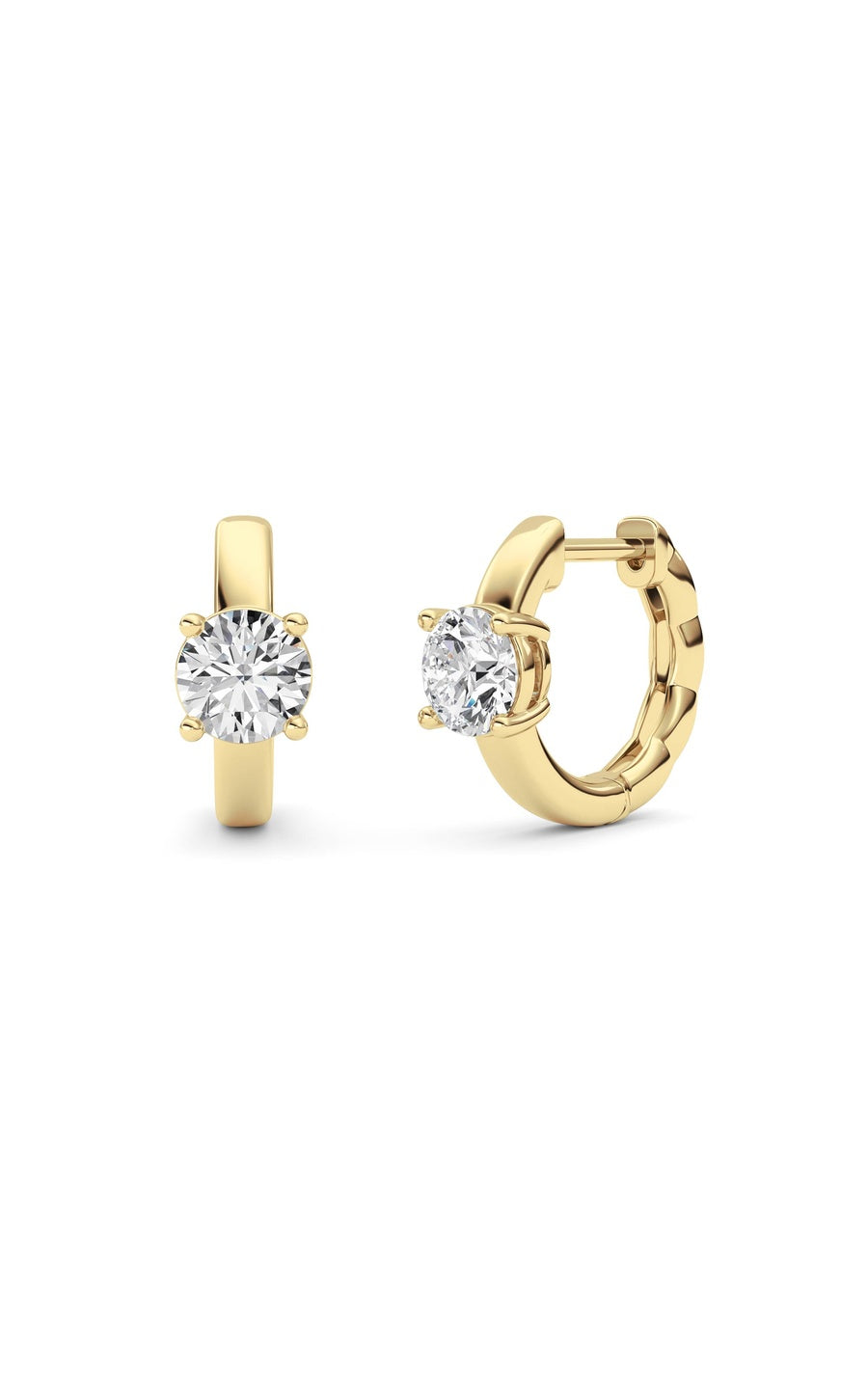 1Cttw Round Shaped Lab Grown Diamond (F/VS ) Huggie Earrings in 14K Gold