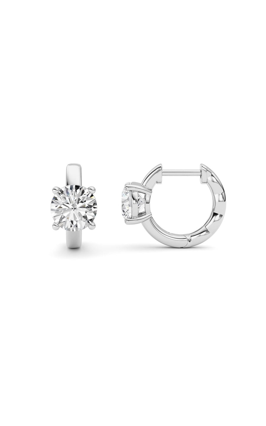 2Cttw Round Shaped Lab Grown Diamond (F/VS ) Huggie Earrings in 14K Gold