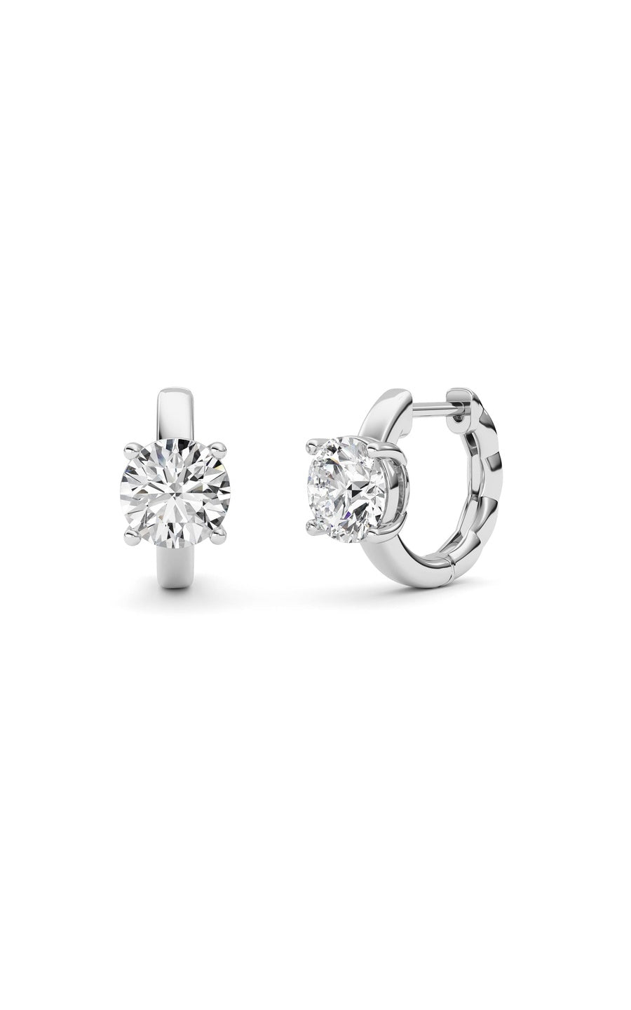 2CTW Round Shaped Lab Grown Diamond (F/VS ) Huggie Earrings in 14K Gold