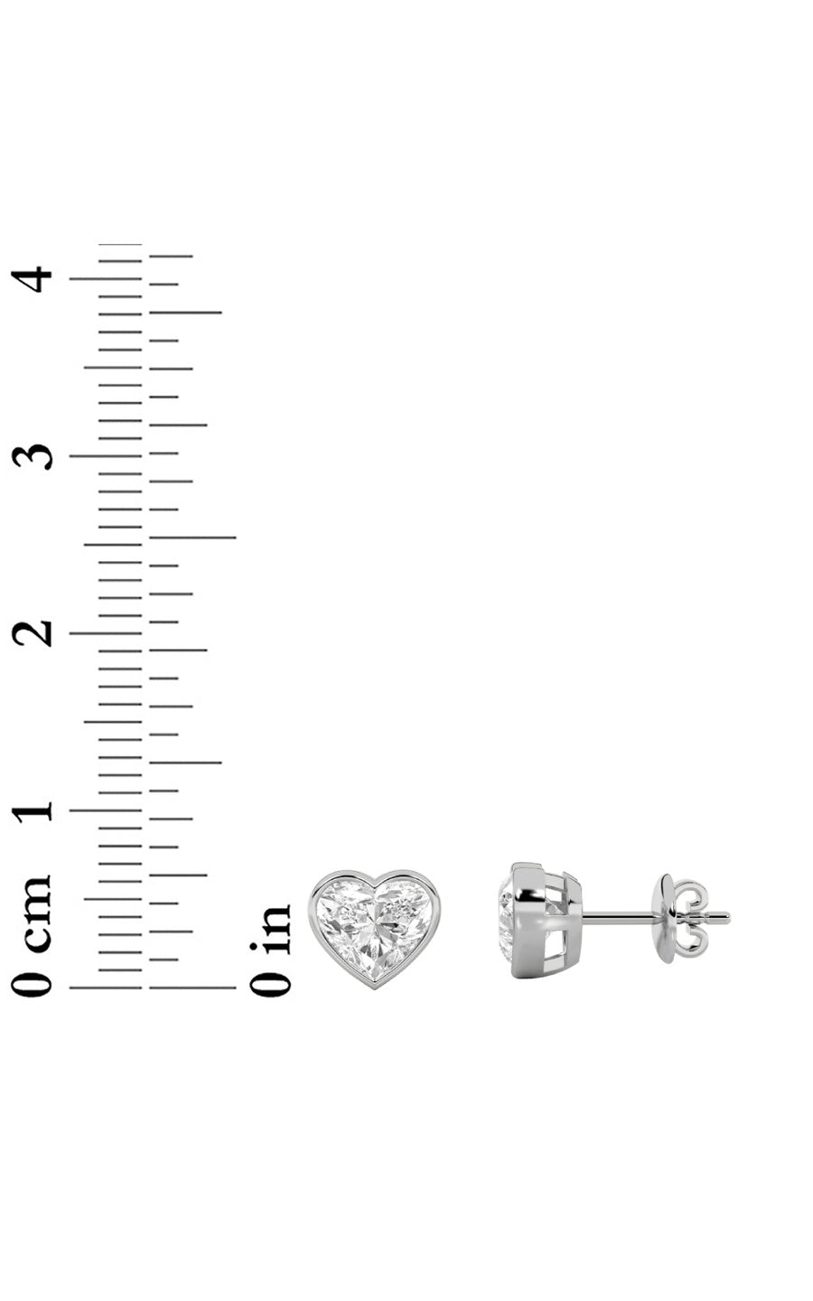 2Cttw Heart Shaped Lab Grown Diamond (F/VS) BezelSet Stud Earrings in 14K Gold