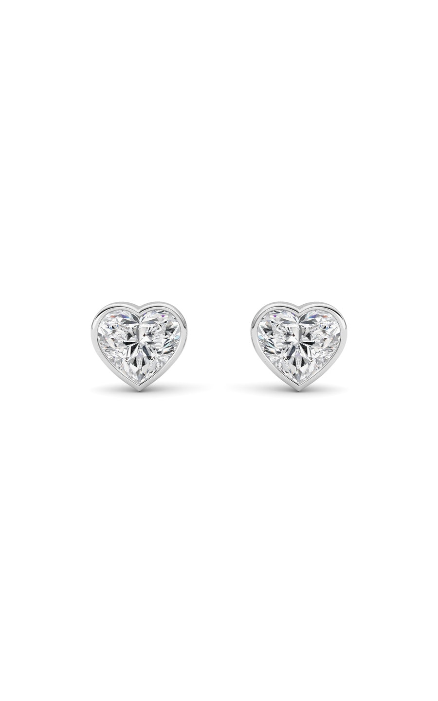 4Cttw Heart Shaped Lab Grown Diamond (F/VS) BezelSet Stud Earrings in 14K Gold