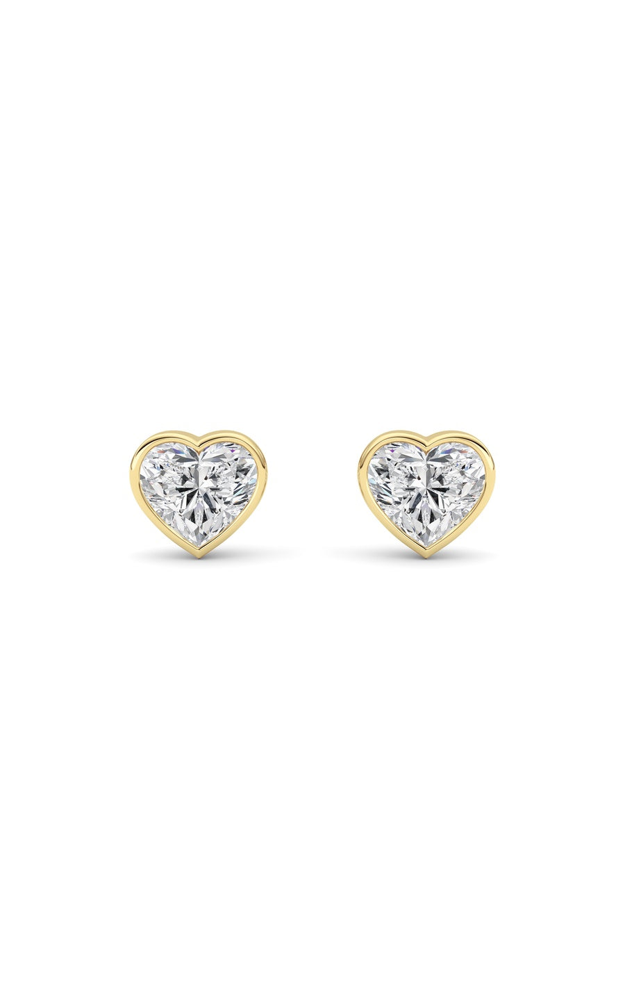 4Cttw Heart Shaped Lab Grown Diamond (F/VS) BezelSet Stud Earrings in 14K Gold