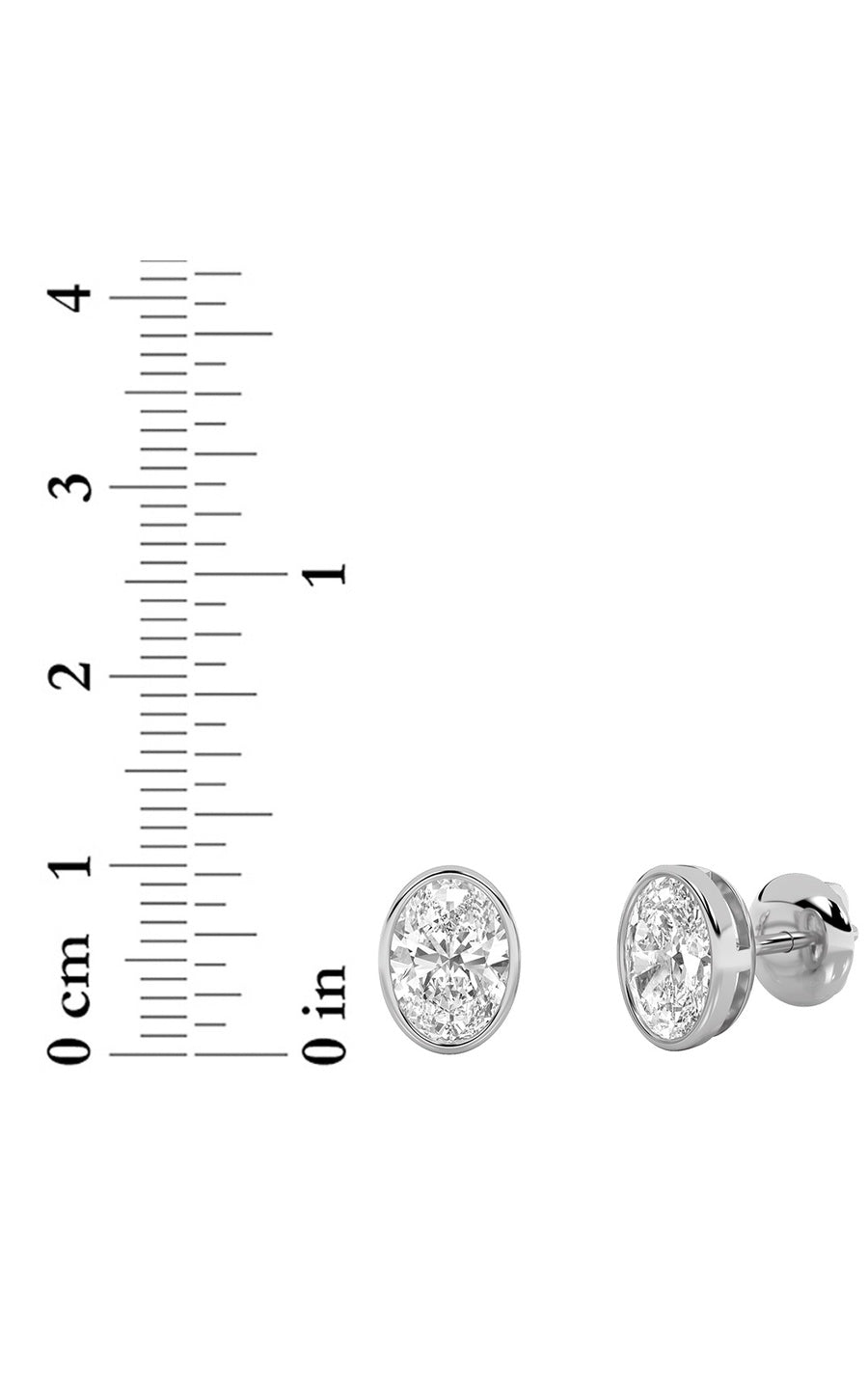 2Cttw Oval Shaped Lab Grown Diamond (F/VS) Bezel Set Stud Earrings in 14K Gold