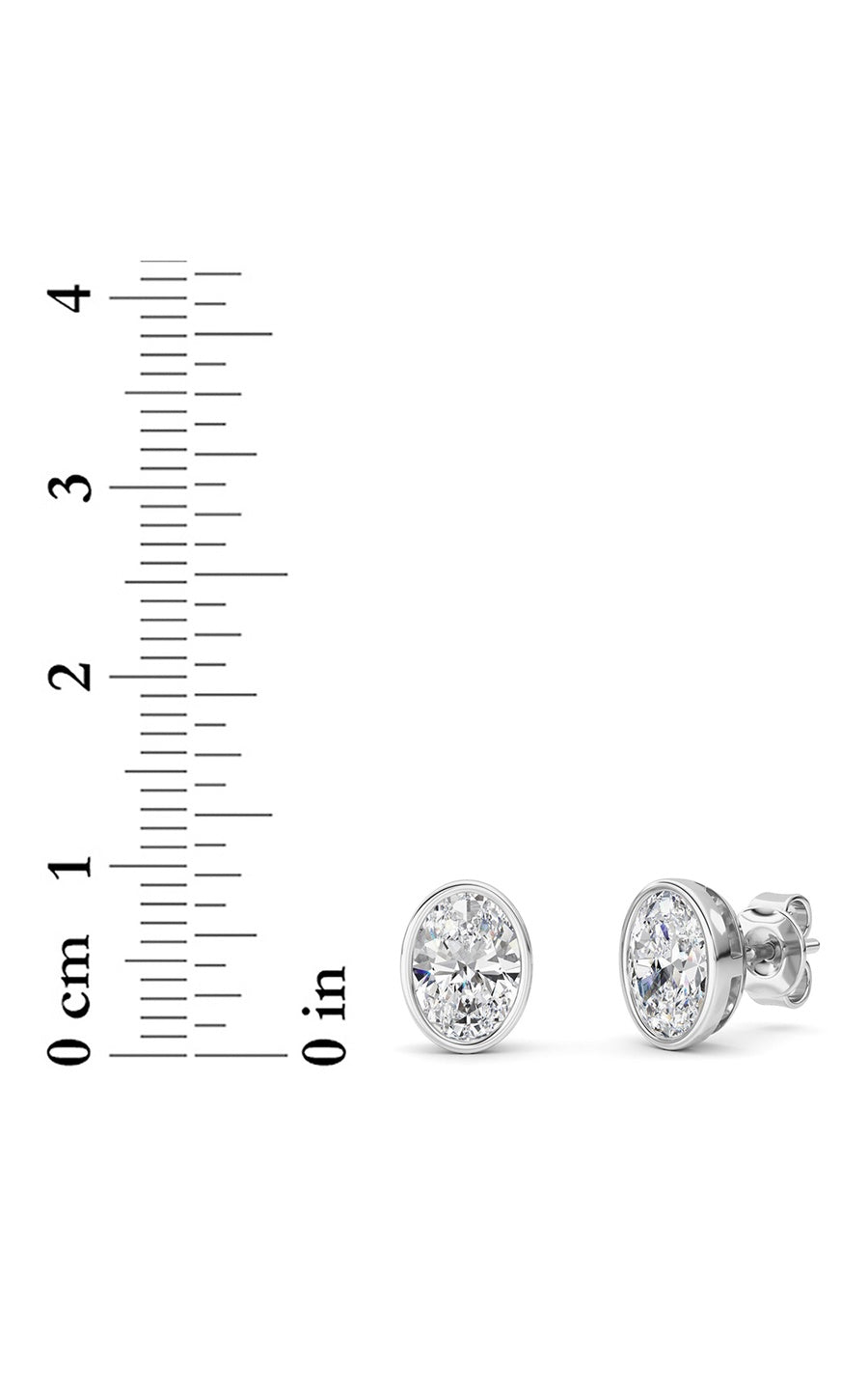2Cttw Oval Shaped Lab Grown Diamond (F/VS) Bezel Set Stud Earrings in 14K Gold