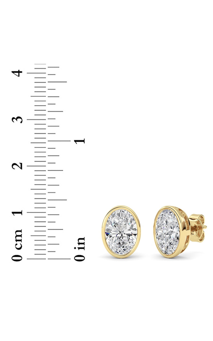 4Cttw Oval Shaped Lab Grown Diamond (F/VS) Bezel Set Stud Earrings in 14K Gold