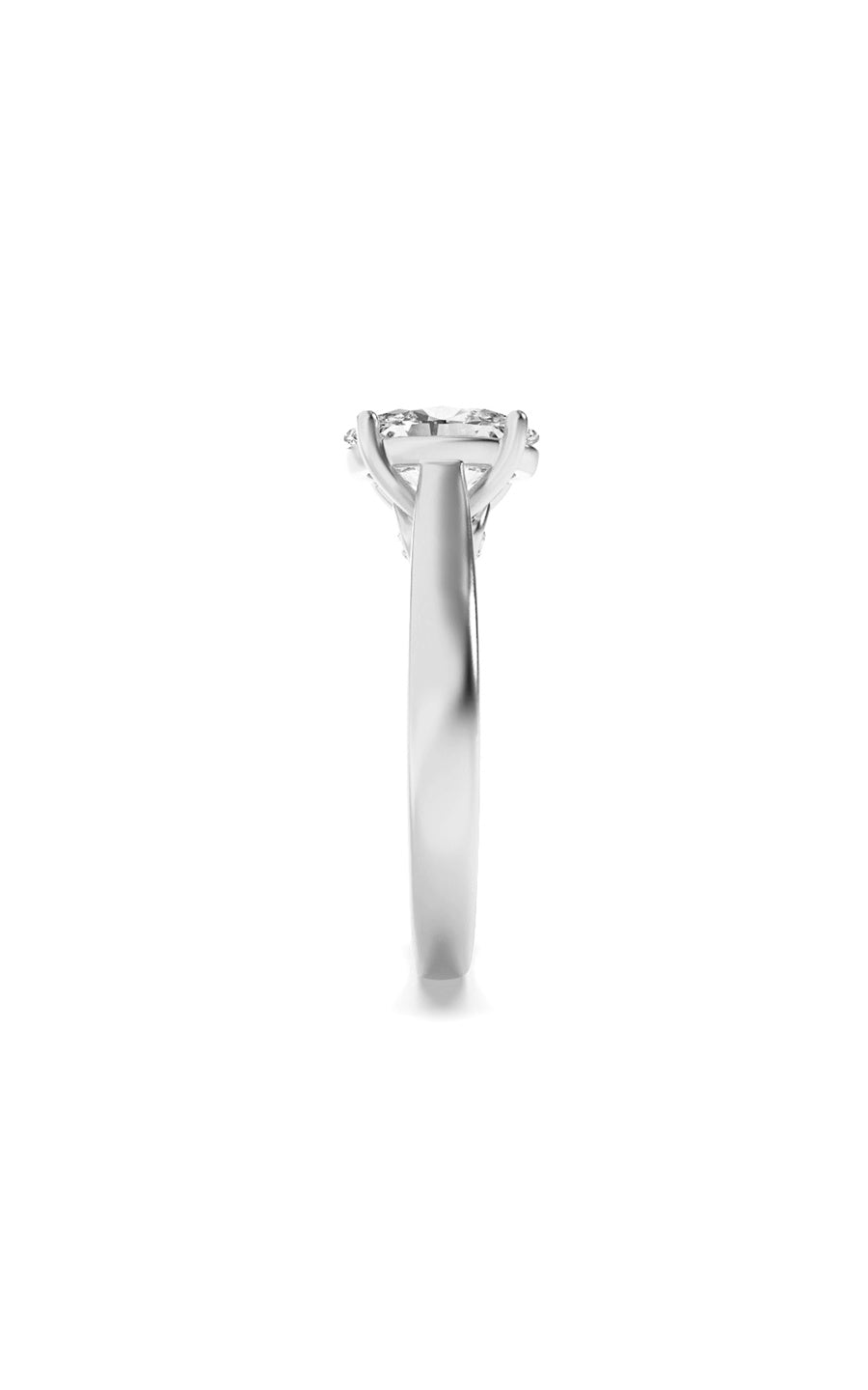 1.33Cttw Oval Shaped Lab Grown Diamond (F/VS) Accented Bridge Shank Engagement Ring in 14K Gold