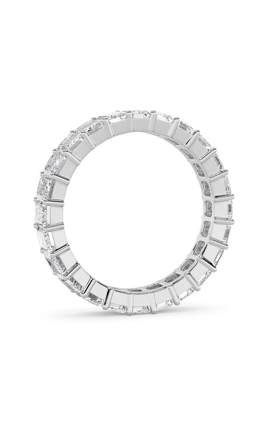 2.9Cttw Emerald Shaped Lab Grown Diamond Split Prong Eternity Ring in 14K Gold (F/VS)