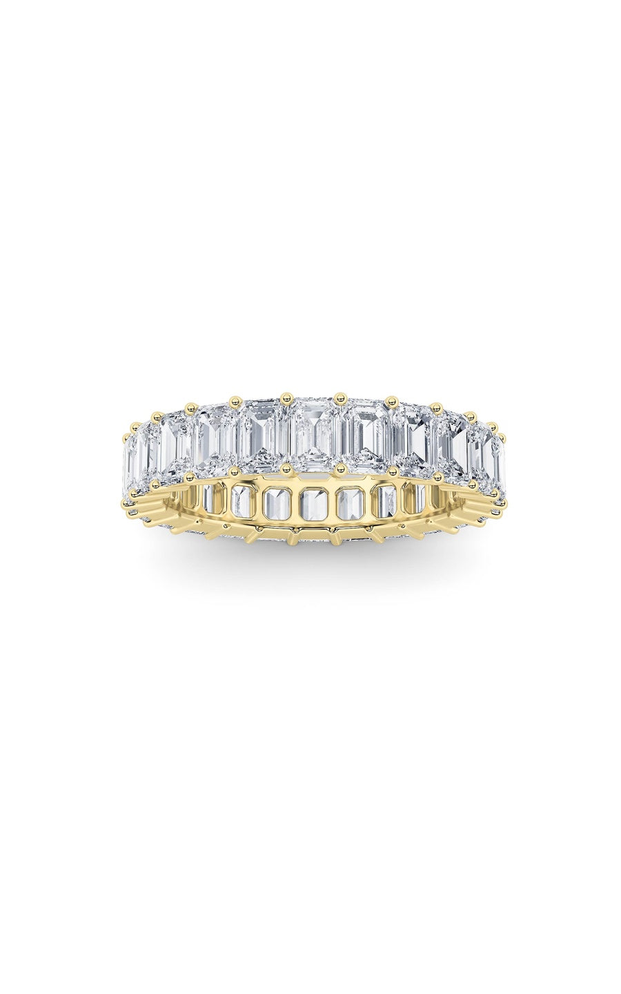 2.9Cttw Emerald Shaped Lab Grown Diamond Split Prong Eternity Ring in 14K Gold (F/VS)