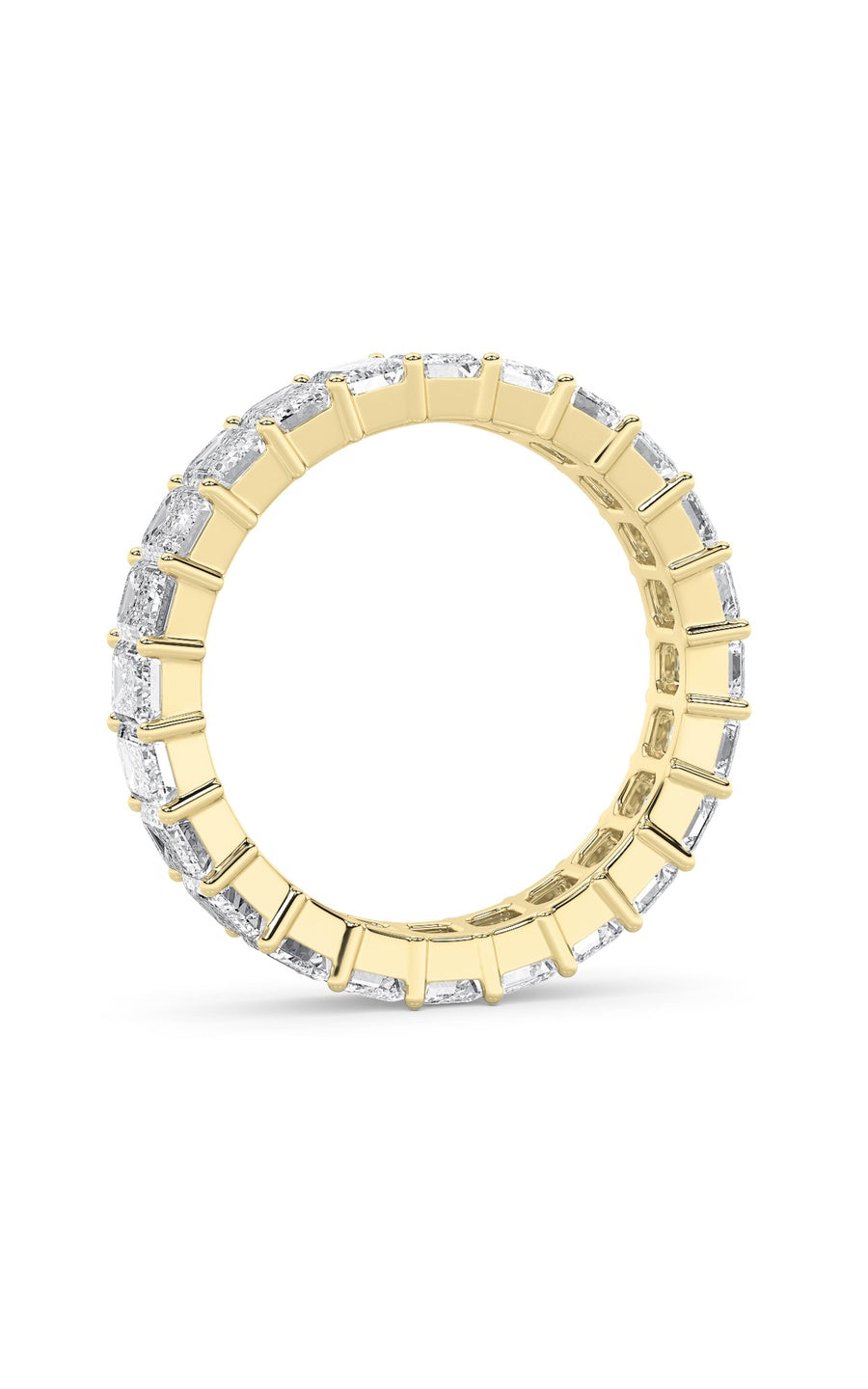 2.9Cttw Emerald Shaped Lab Grown Diamond Split Prong Eternity Ring in 14K Gold (F/VS)