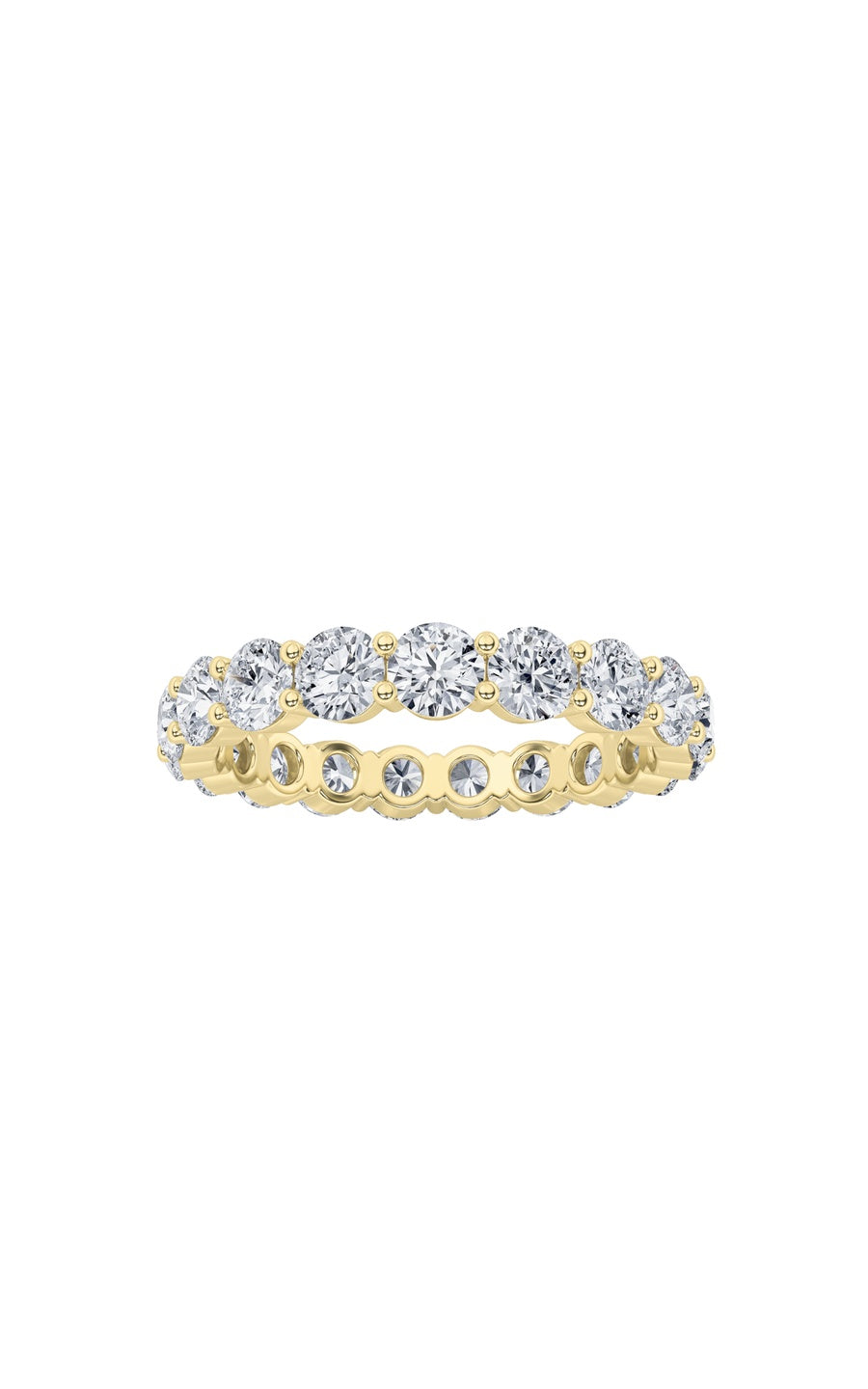 3Cttw Round Shaped Lab Grown Diamond Split Prong Eternity Ring in 14K Gold (F/VS)
