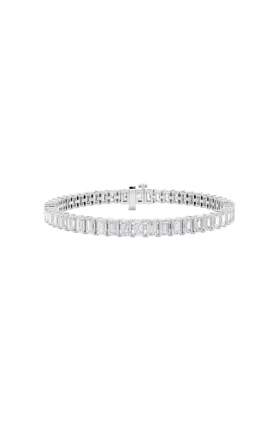 12.5Cttw Emerald Shaped Lab Grown Diamond (F/VS) East West Line Bracelet in 14K Gold