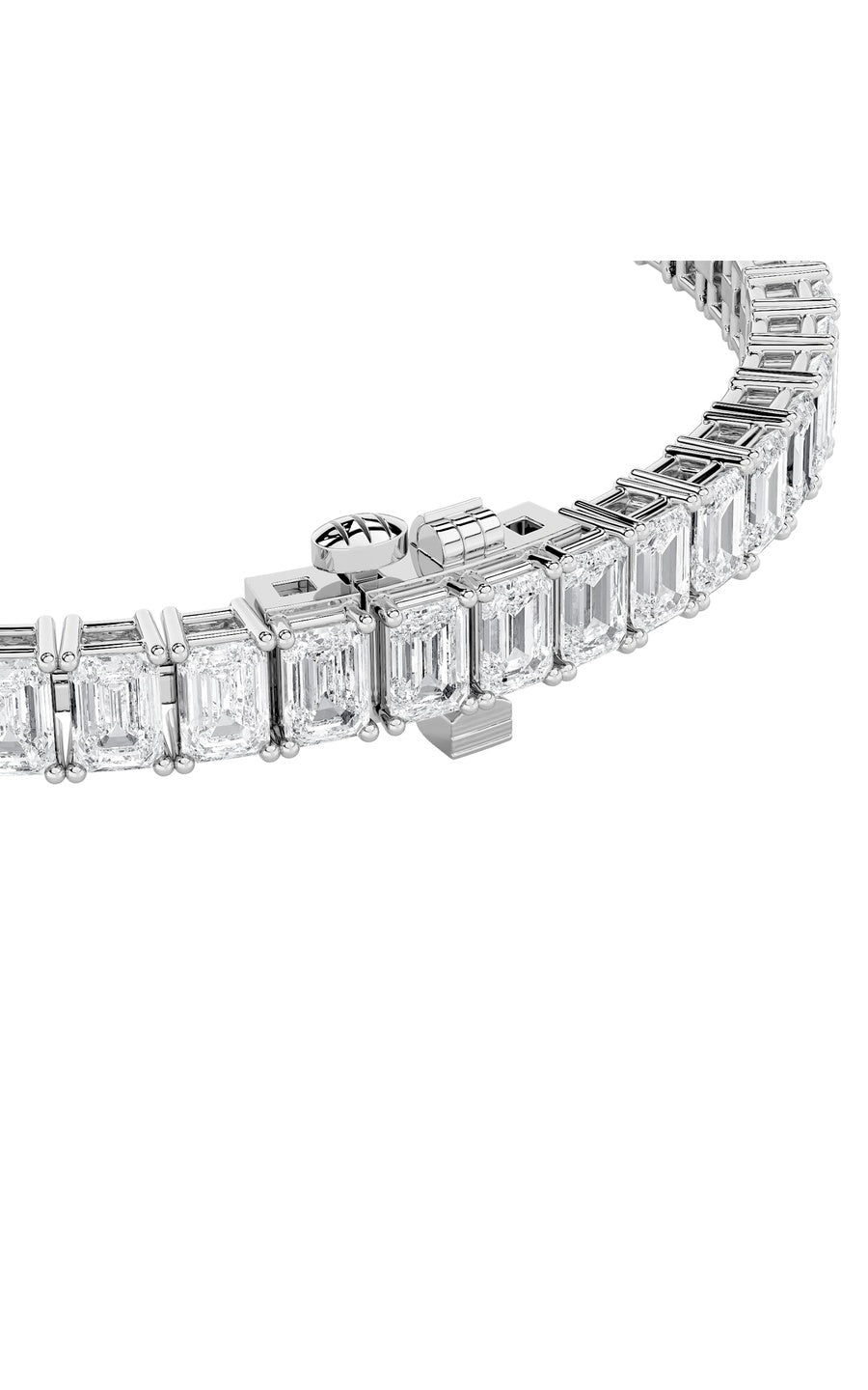 12.5Cttw Emerald Shaped Lab Grown Diamond (F/VS) East West Line Bracelet in 14K Gold