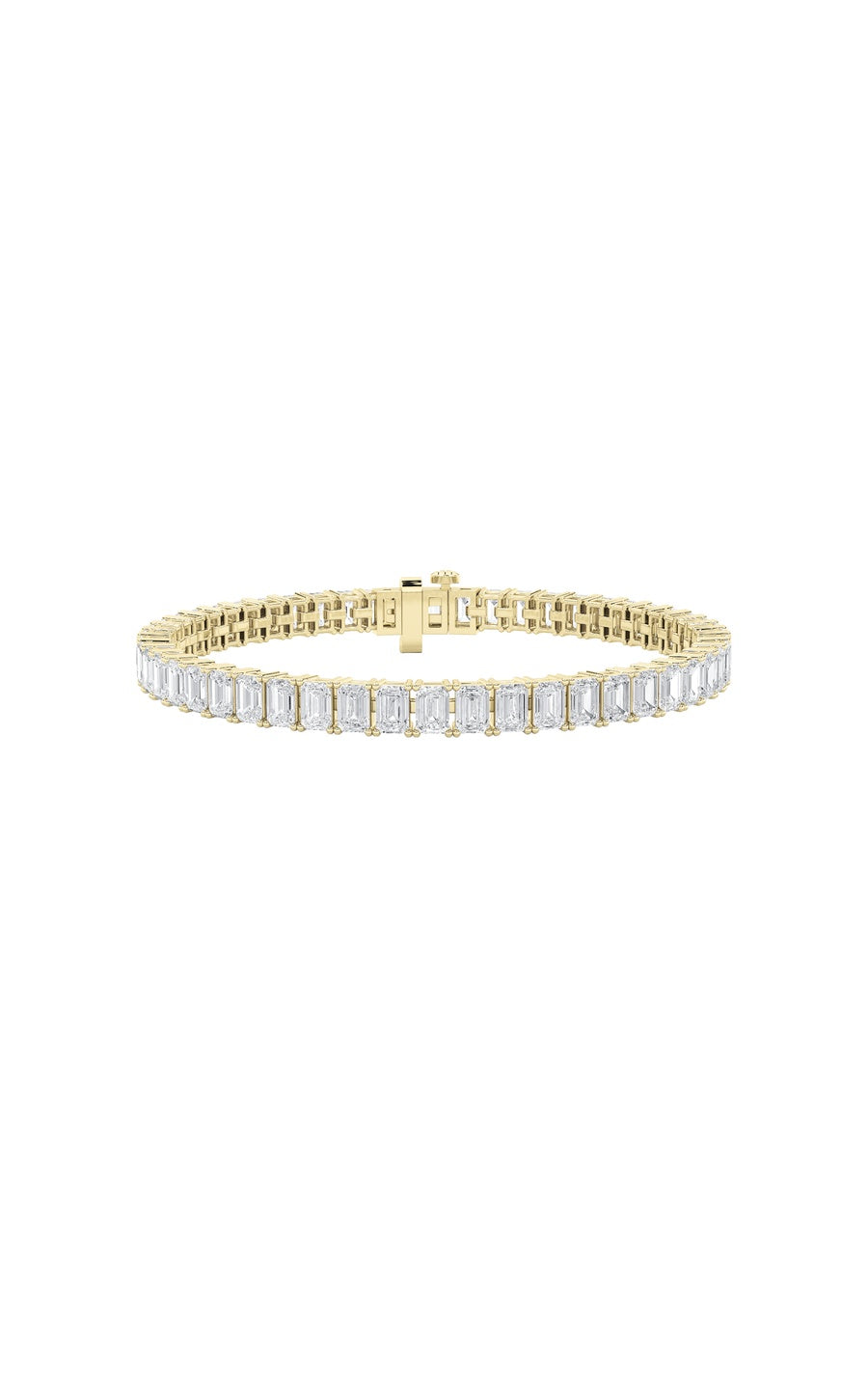 12.5Cttw Emerald Shaped Lab Grown Diamond (F/VS) East West Line Bracelet in 14K Gold