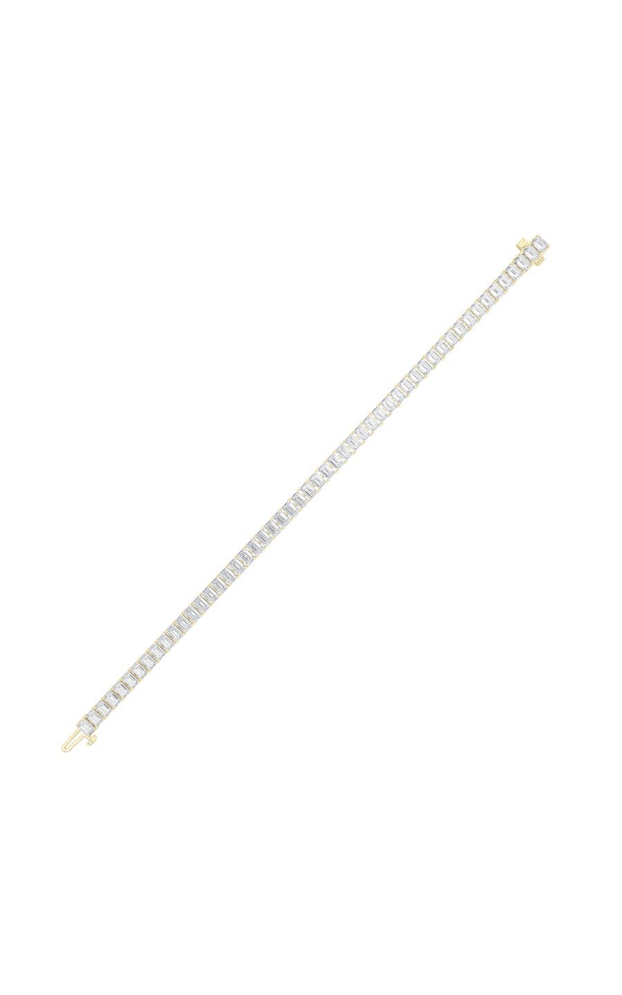 12.5Cttw Emerald Shaped Lab Grown Diamond (F/VS) East West Line Bracelet in 14K Gold