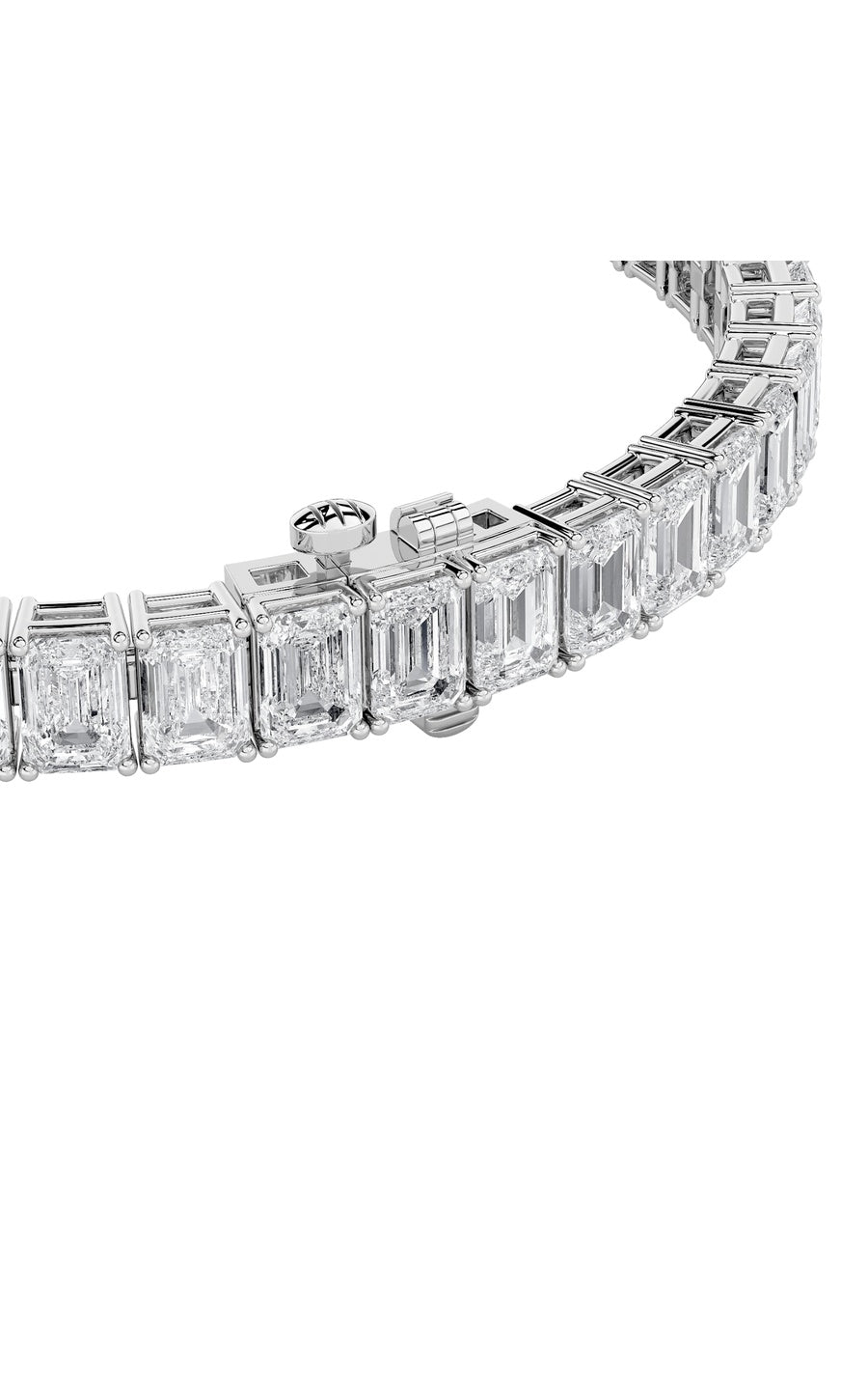 18.5Cttw Emerald Shaped Lab Grown Diamond (F/VS) East West Line Bracelet in 14K Gold