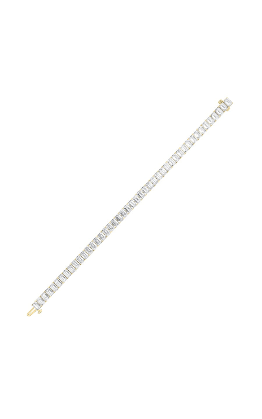 18.5Cttw Emerald Shaped Lab Grown Diamond (F/VS) East West Line Bracelet in 14K Gold
