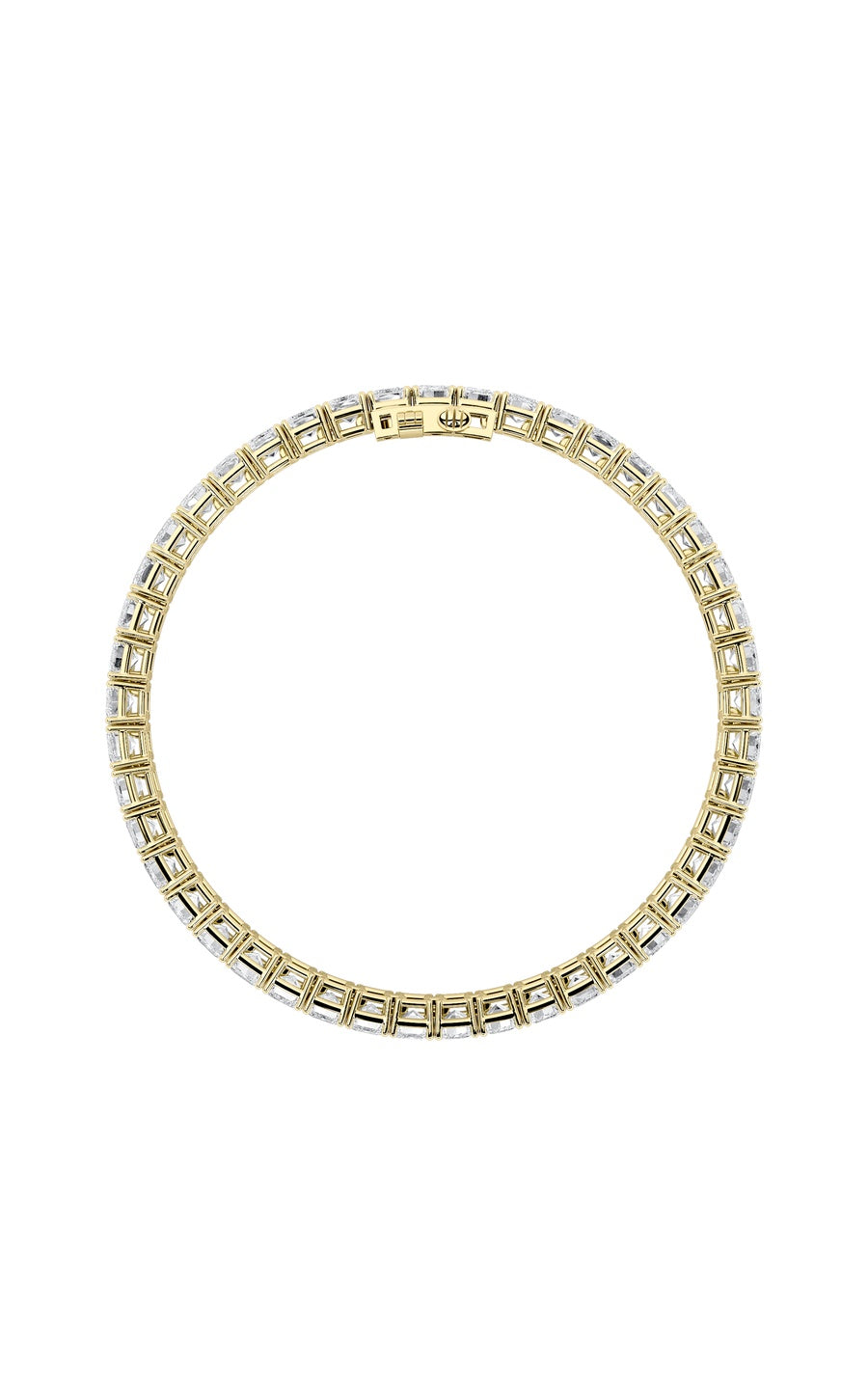 18.5Cttw Emerald Shaped Lab Grown Diamond (F/VS) East West Line Bracelet in 14K Gold