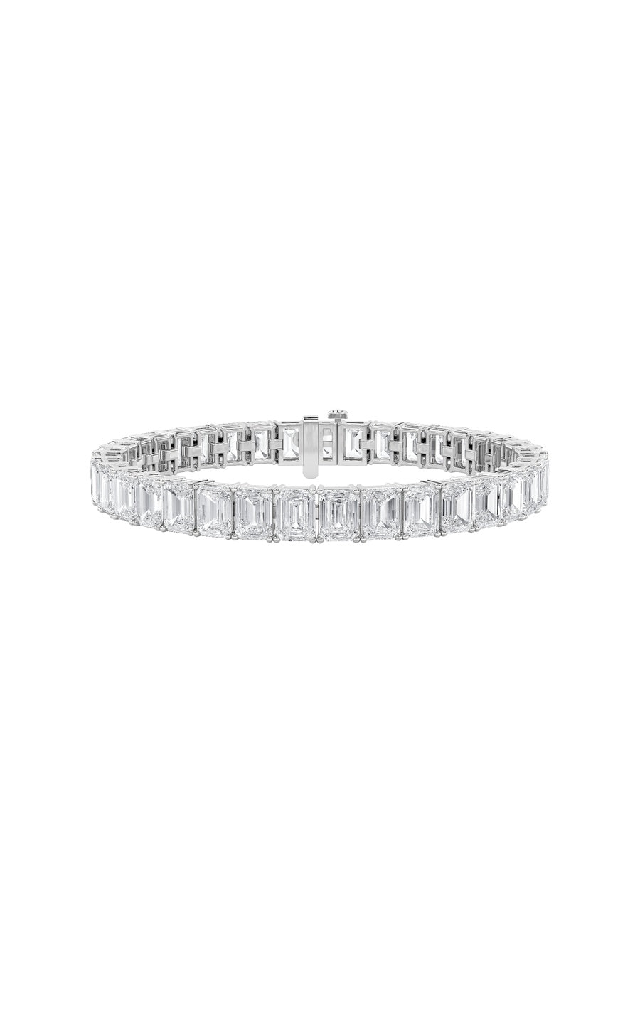21.5Cttw Emerald Shaped Lab Grown Diamond (F/VS) East West Line Bracelet in 14K Gold
