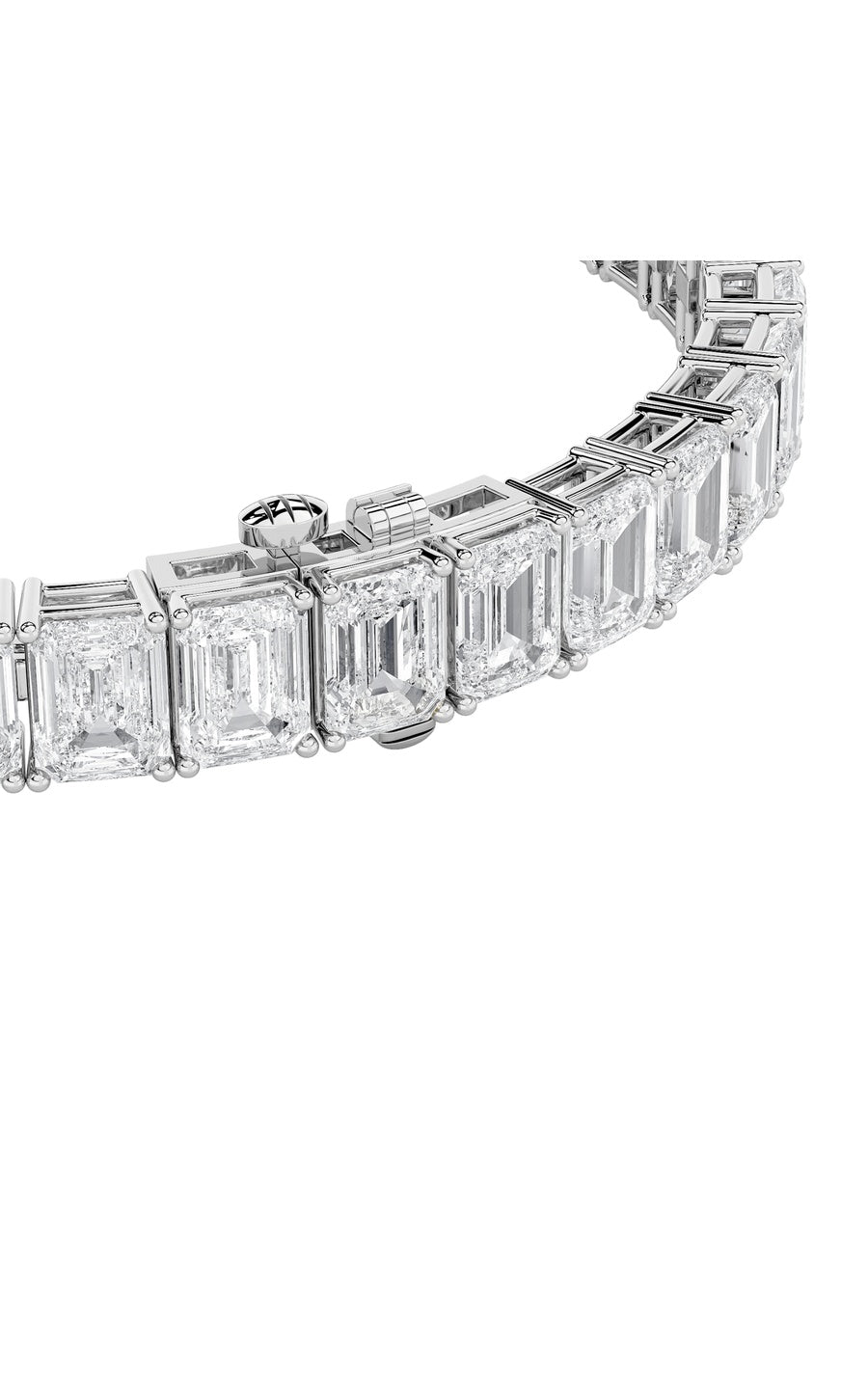 21.5Cttw Emerald Shaped Lab Grown Diamond (F/VS) East West Line Bracelet in 14K Gold