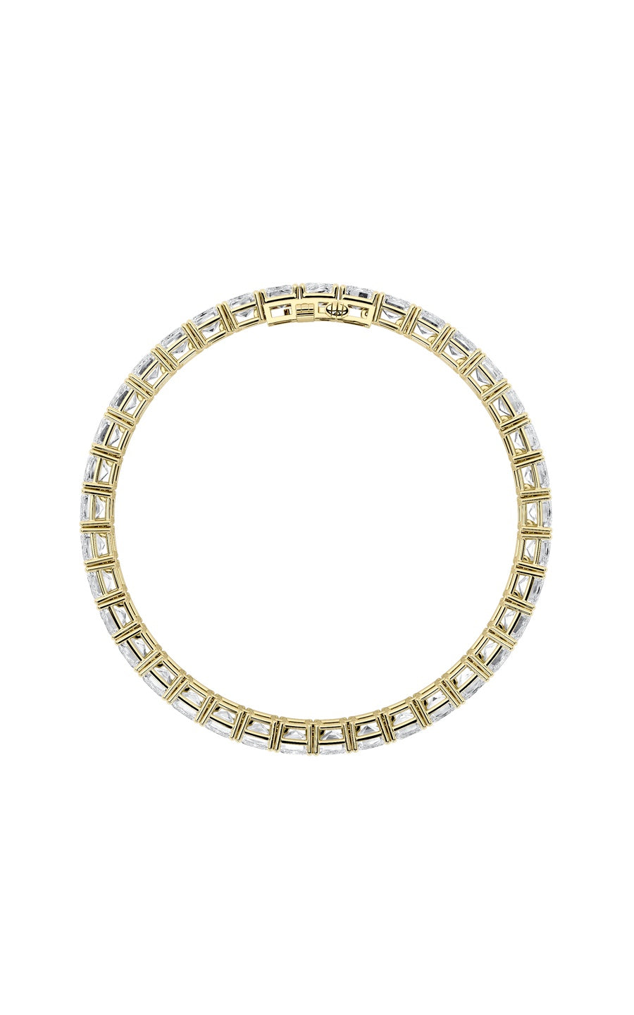 21.5Cttw Emerald Shaped Lab Grown Diamond (F/VS) East West Line Bracelet in 14K Gold