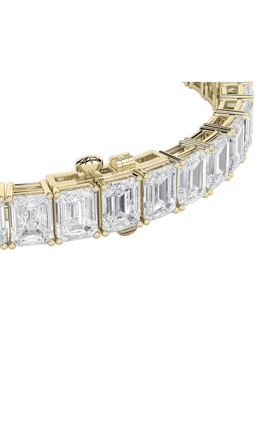 21.5Cttw Emerald Shaped Lab Grown Diamond (F/VS) East West Line Bracelet in 14K Gold