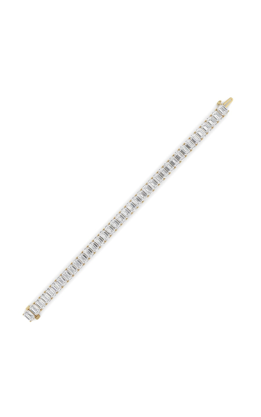 27Cttw Emerald Shaped Lab Grown Diamond (F/VS) East West Line Bracelet in 14K Gold