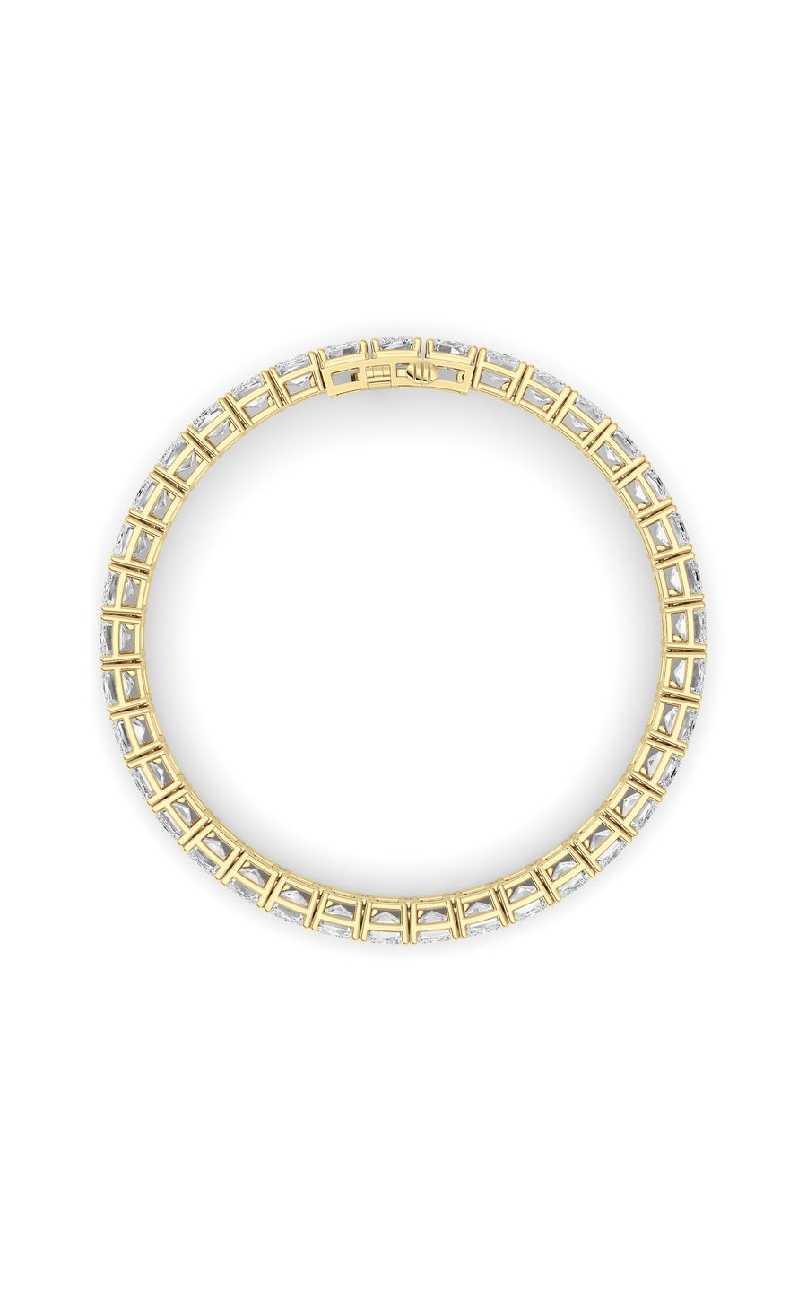 27Cttw Emerald Shaped Lab Grown Diamond (F/VS) East West Line Bracelet in 14K Gold