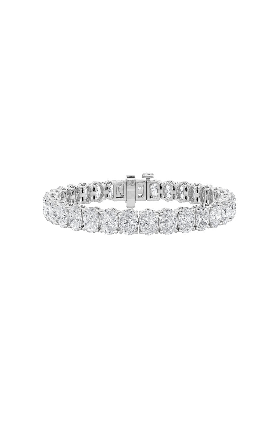 24Cttw Oval Shaped Lab Grown Diamond (F/VS) East West Line Bracelet in 14K Gold