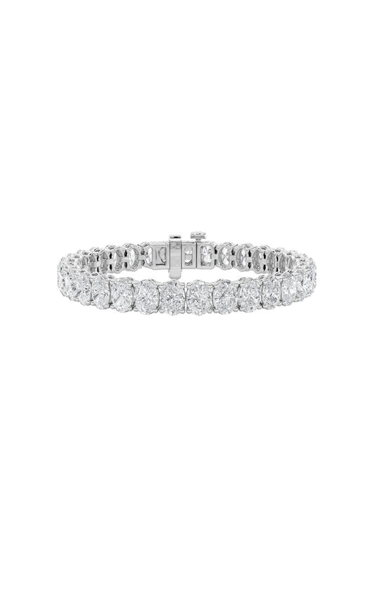 24Cttw Oval Shaped Lab Grown Diamond (F/VS) East West Line Bracelet in 14K Gold