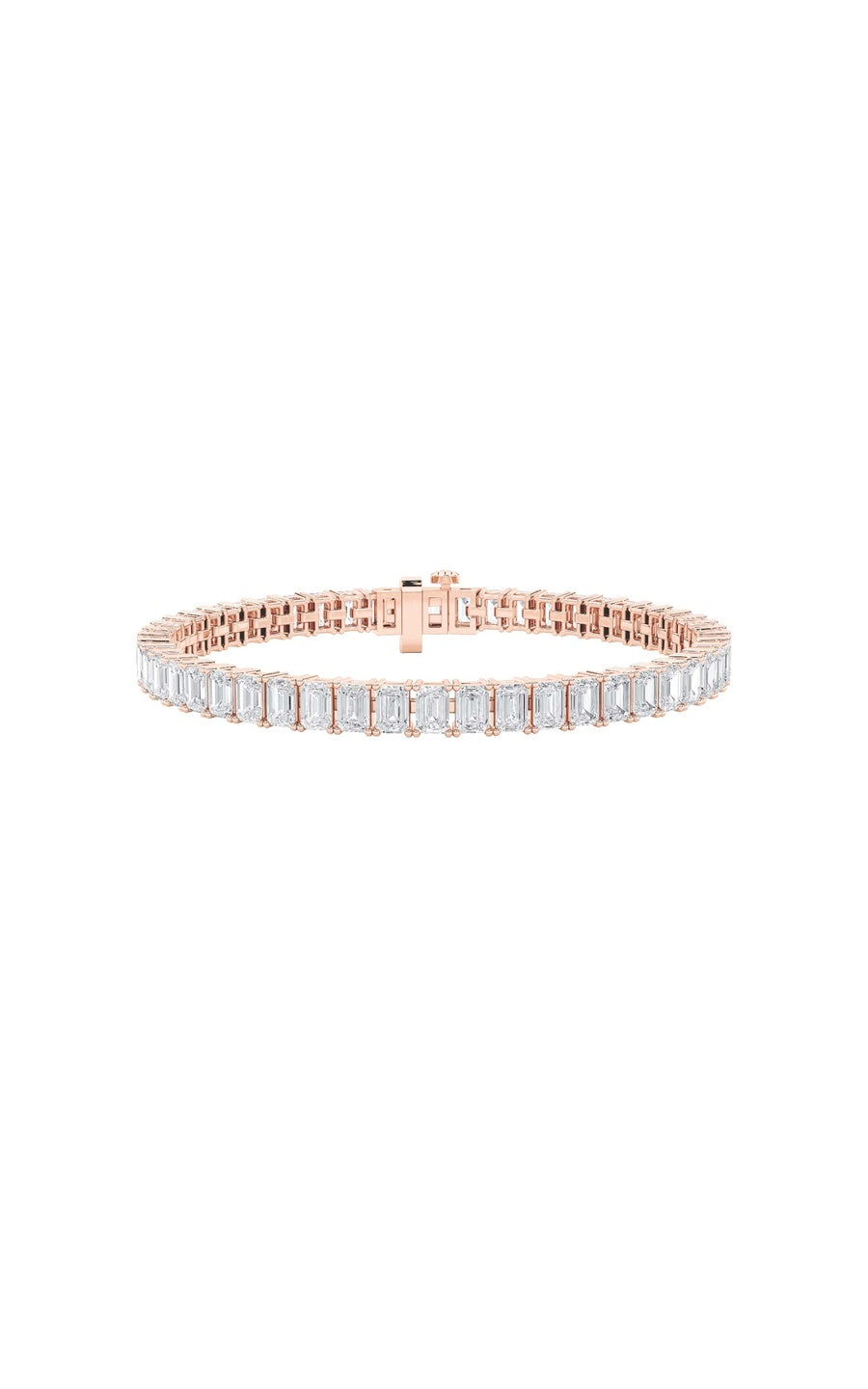 12.5Cttw Emerald Shaped Lab Grown Diamond (F/VS) East West Line Bracelet in 14K Gold