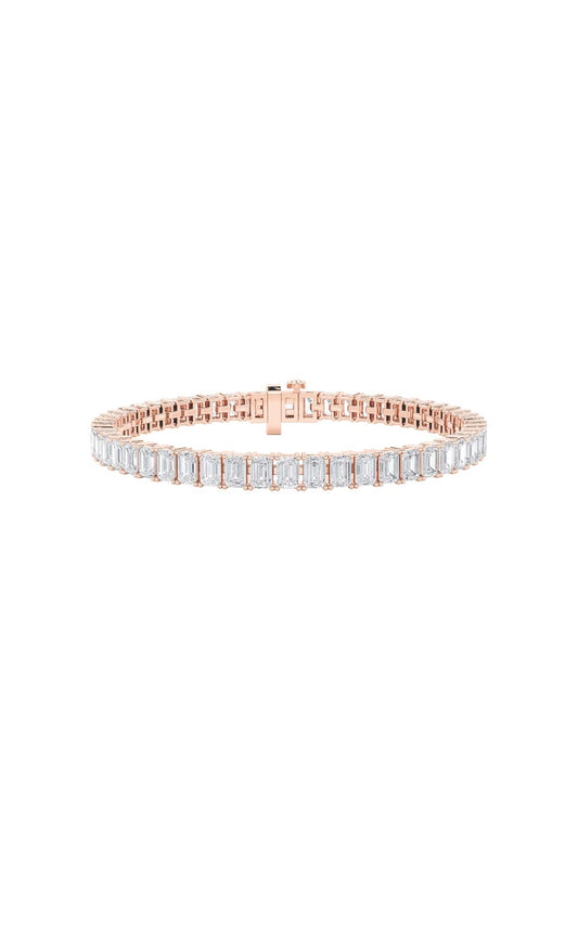 12.5Cttw Emerald Shaped Lab Grown Diamond (F/VS) East West Line Bracelet in 14K Gold