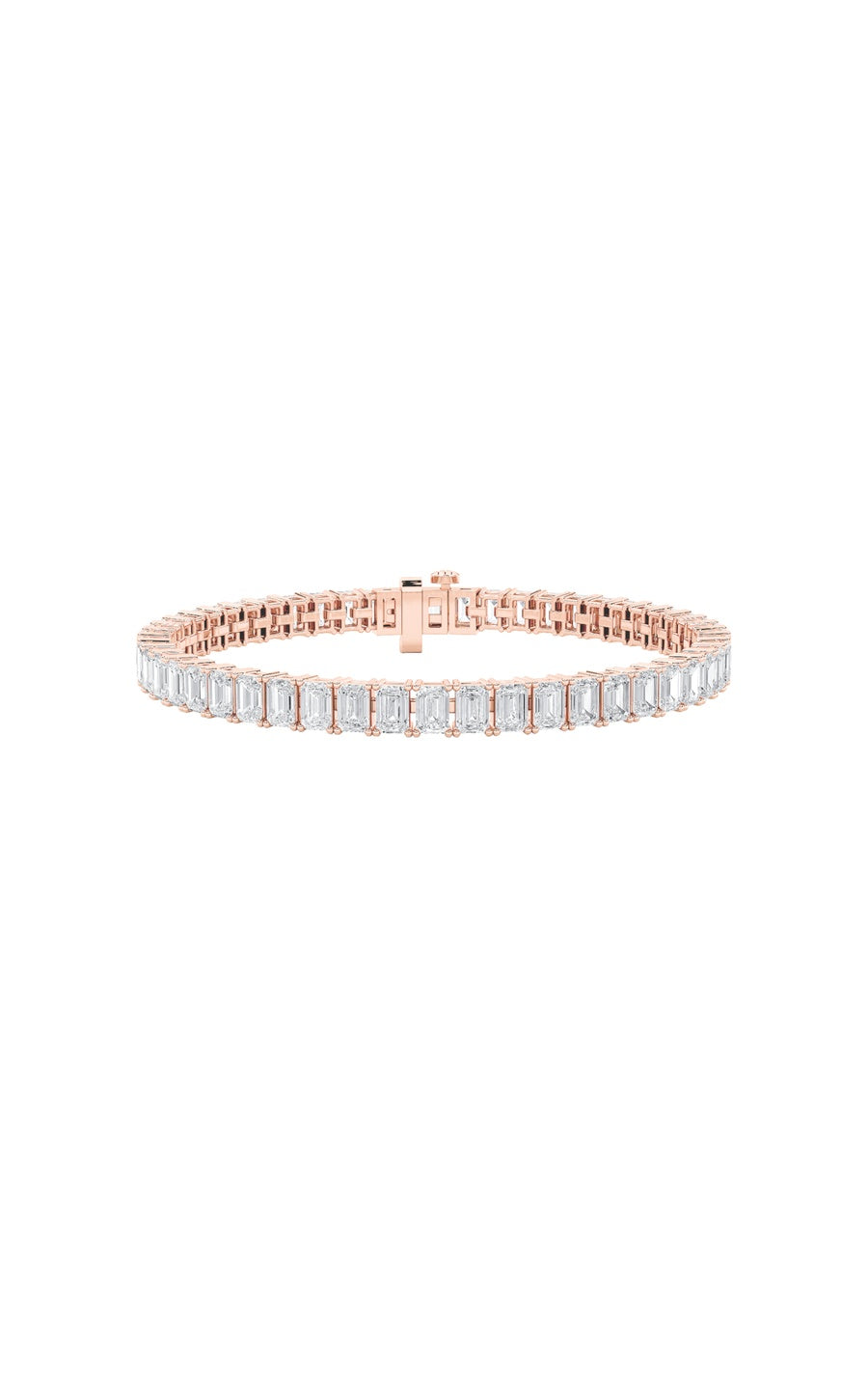15Cttw Emerald Shaped Lab Grown Diamond (F/VS) East West Line Bracelet in 14K Gold