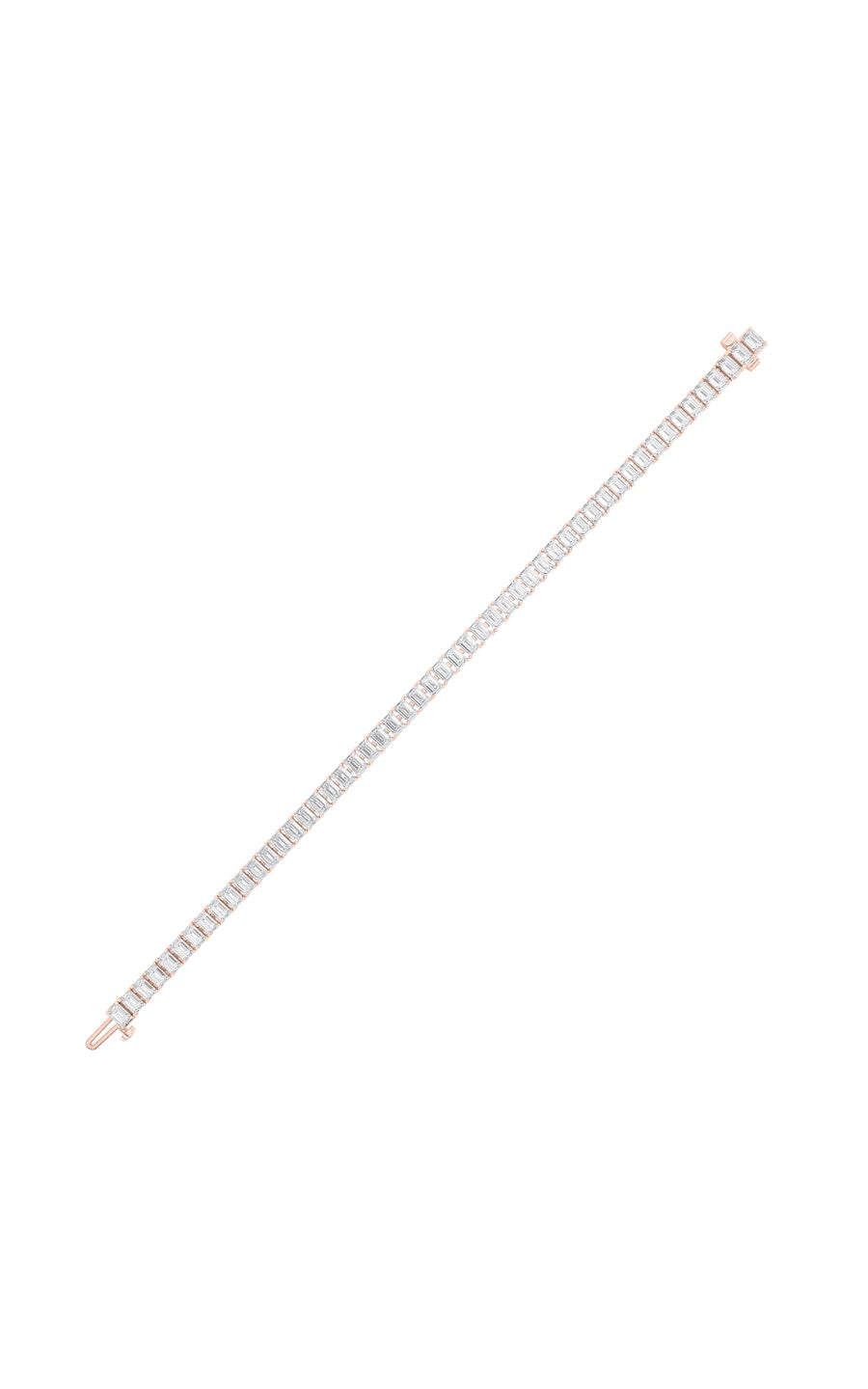 15Cttw Emerald Shaped Lab Grown Diamond (F/VS) East West Line Bracelet in 14K Gold