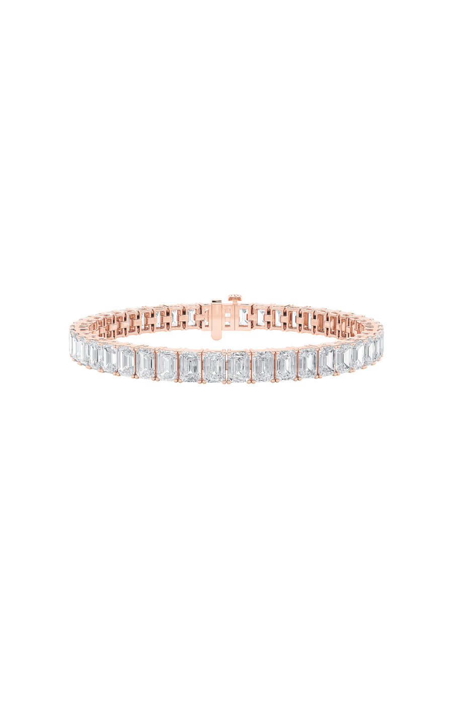 18.5Cttw Emerald Shaped Lab Grown Diamond (F/VS) East West Line Bracelet in 14K Gold