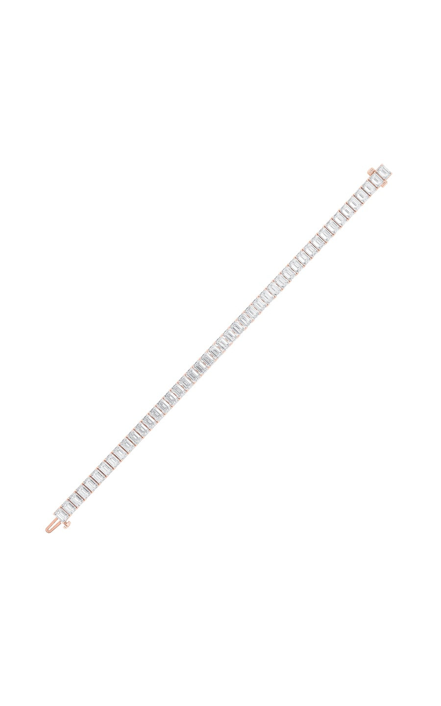 18.5Cttw Emerald Shaped Lab Grown Diamond (F/VS) East West Line Bracelet in 14K Gold