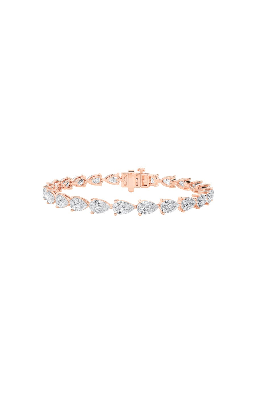 10Cttw Pear Shaped Lab Grown Diamond (F/VS) FancyLine Bracelet in 14K Gold