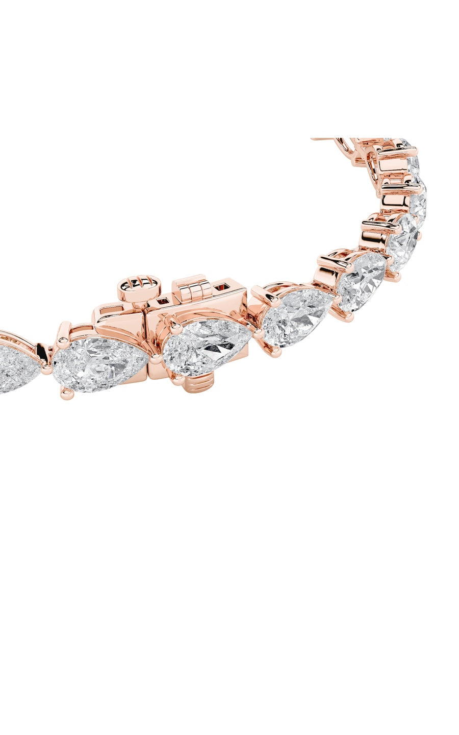 10Cttw Pear Shaped Lab Grown Diamond (F/VS) FancyLine Bracelet in 14K Gold